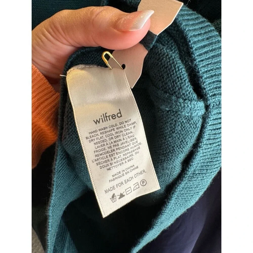 Wilfred Women's Teal Clara Merino Wool Long Sleeve Polo Sweater Size XXS